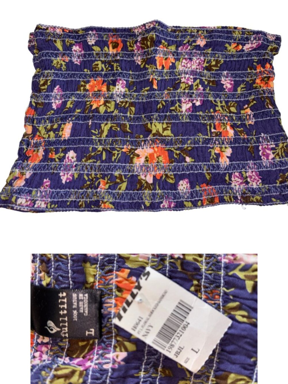 Full Tilt smocked purple tube top large L